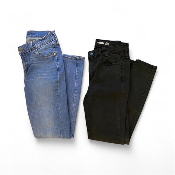 Old Navy Lot of 2 Rockstar Skinny Jeans Blue and Black Wash Size 6 Casual Y2k - Picture 1 of 9
